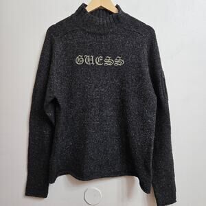 Guess Knit Mock Turtleneck Sweater L Wool Blend Vintage Y2K Streetwear Grunge